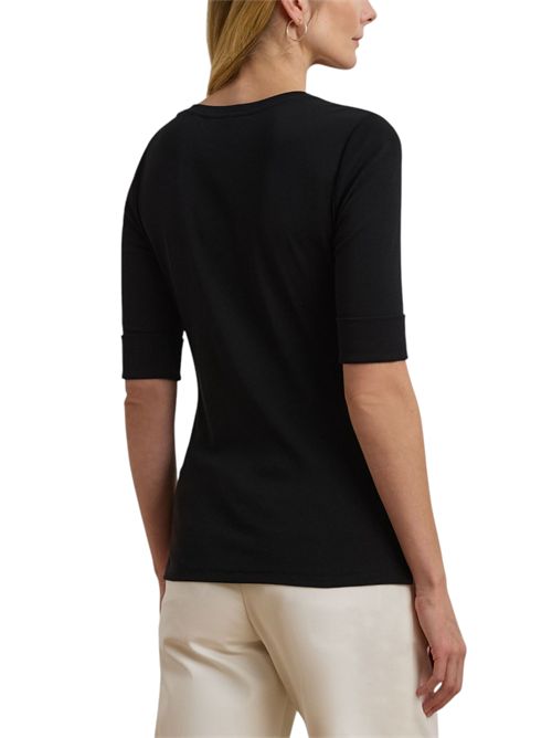t-shirt donna scollo a v nero Ralph Lauren | 200815843003